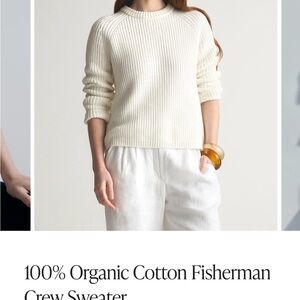 Quince Organic Cotton Crew Sweater - White